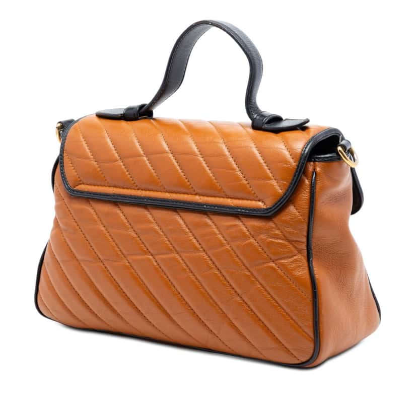Gucci Small GG Marmont Matelasse Leather Torchon Top Handle Bag Brown Leather Very good condition - Back View