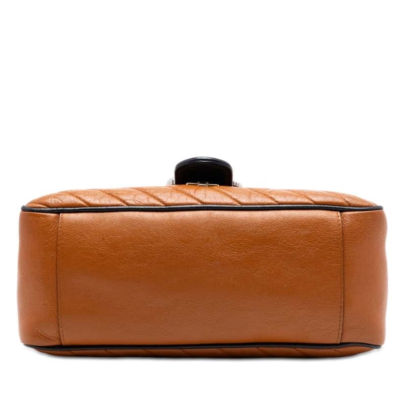 Gucci Small GG Marmont Matelasse Leather Torchon Top Handle Bag Brown Leather Very good condition - Inside View