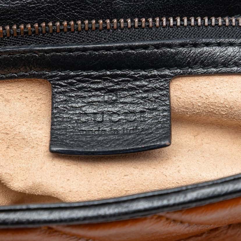 Gucci Small GG Marmont Matelasse Leather Torchon Top Handle Bag Brown Leather Very good condition - Box View