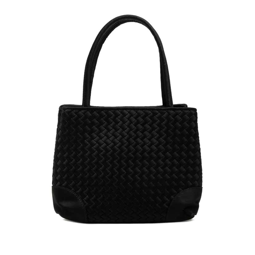 Bottega Veneta Mini Satin Intrecciato Tote Black Very good condition - Front View