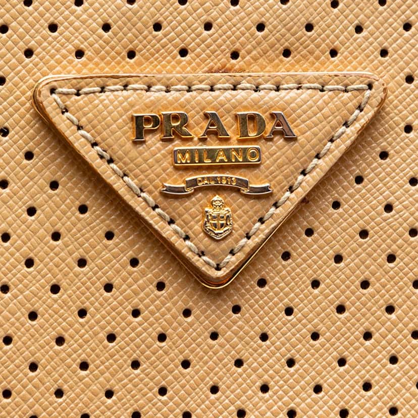 Prada Large Perforated Saffiano Lux Galleria Zip Tote Brown Leather Very good condition - Box View