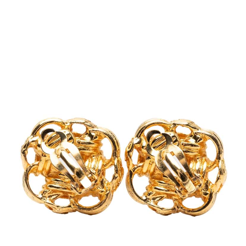 Chanel CC Gold Plated Knot Clip On Earrings Gold Metal Very good condition - Back View