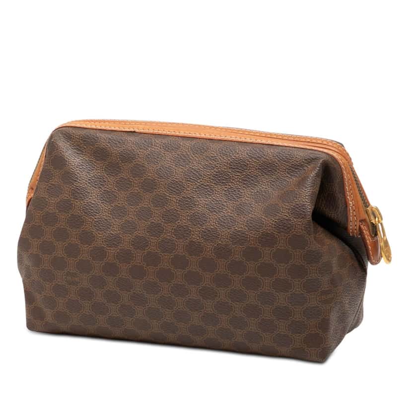 Celine Macadam Coated Canvas Clutch Brown Very good condition - Back View