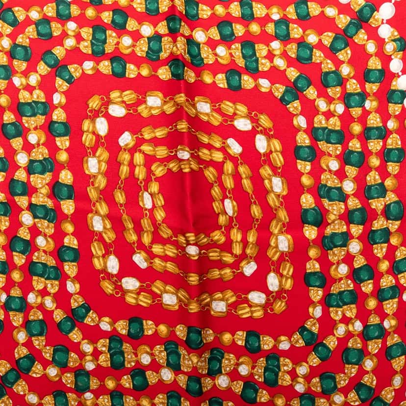Chanel Gripoix Print Silk Scarf Red Very good condition - Box View