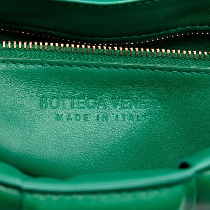 Bottega Veneta Nappa Intrecciato Padded Chain Cassette Satchel Green Leather Very good condition - Box View
