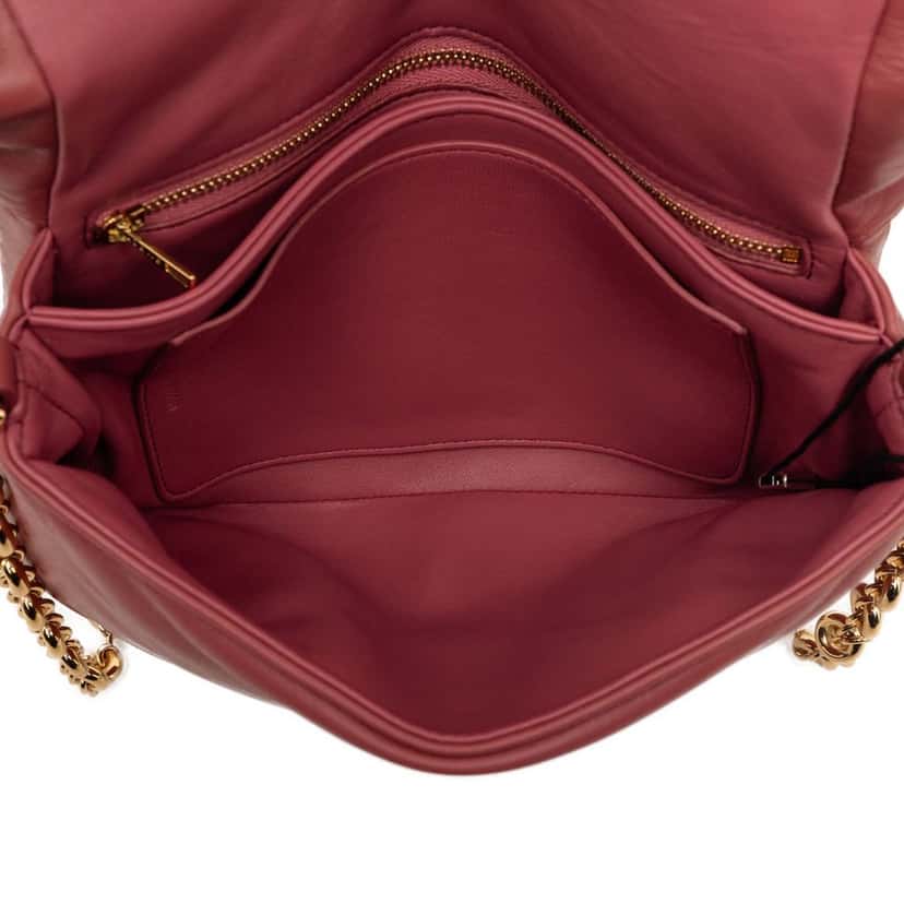 LOEWE Shiny Lambskin Goya Puffer Chain Bag Pink Leather Very good condition - Model View