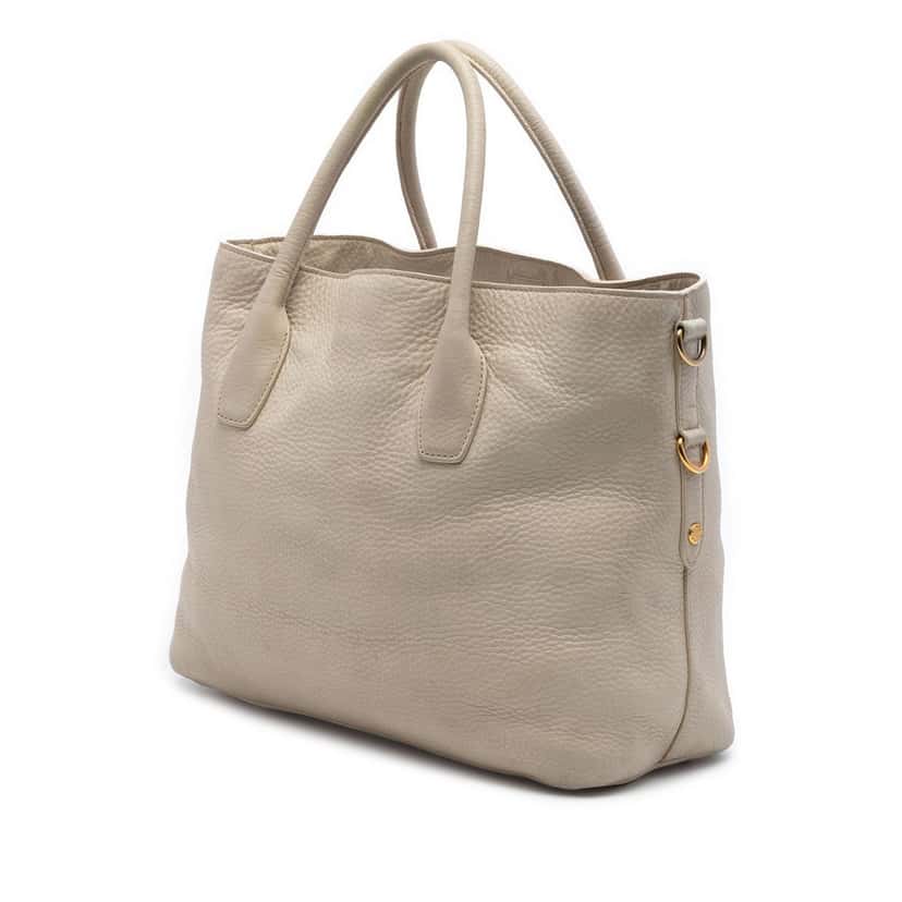 Prada Vitello Daino Open Convertible Tote Beige Leather Very good condition - Back View