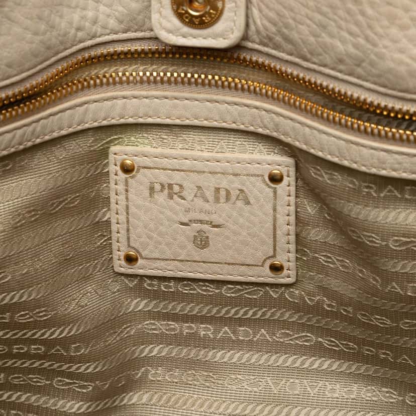 Prada Vitello Daino Open Convertible Tote Beige Leather Very good condition - Box View