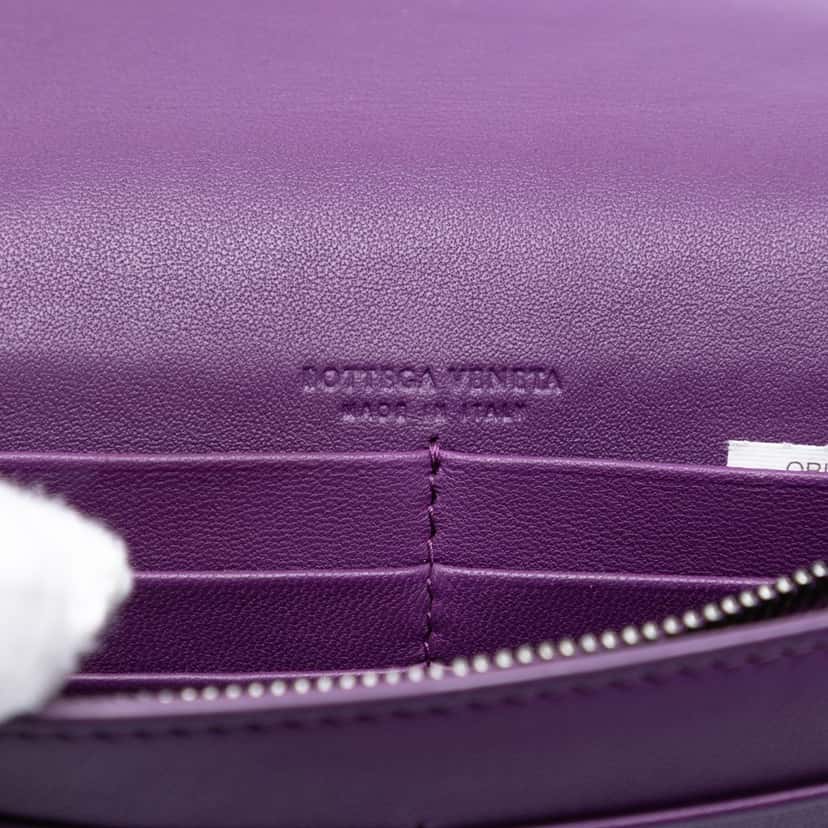 Bottega Veneta Nappa Intrecciato Wallet On Chain Purple Leather Very good condition - Box View