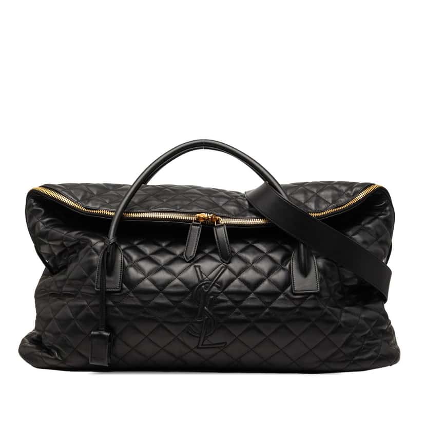 Saint Laurent Quilted Calfskin ES Giant Travel Bag Black Leather Very good condition - Front View