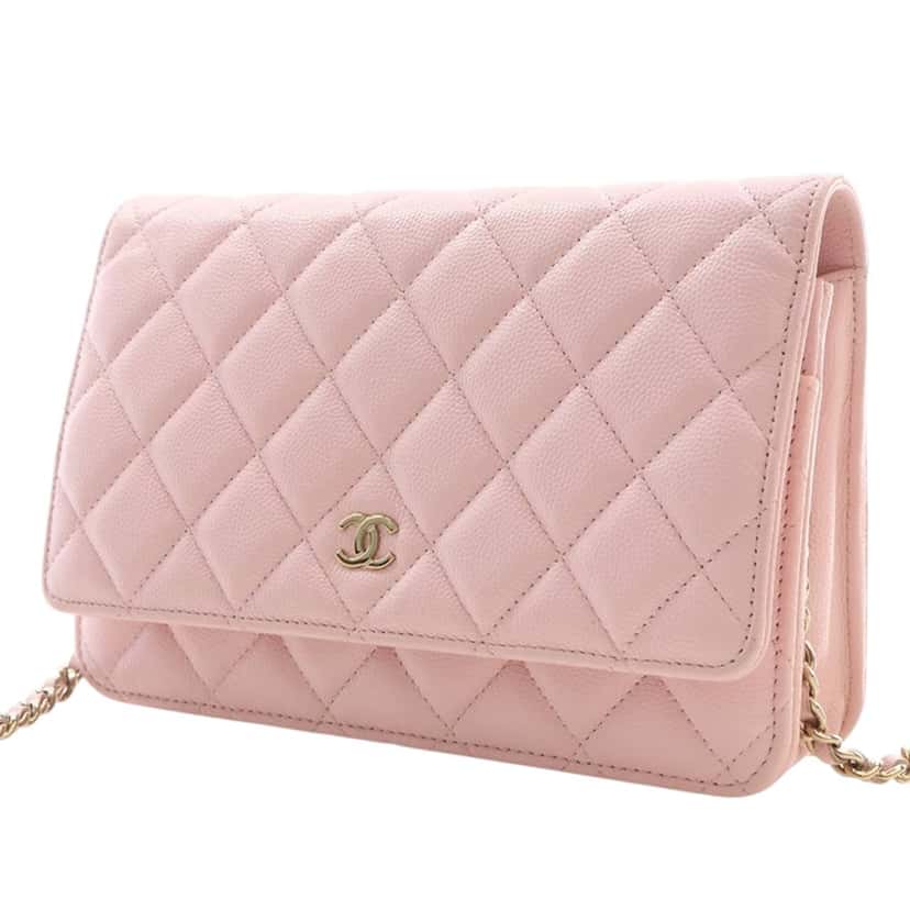 Chanel Classic Caviar Wallet On Chain Pink Leather Very good condition - Inside View
