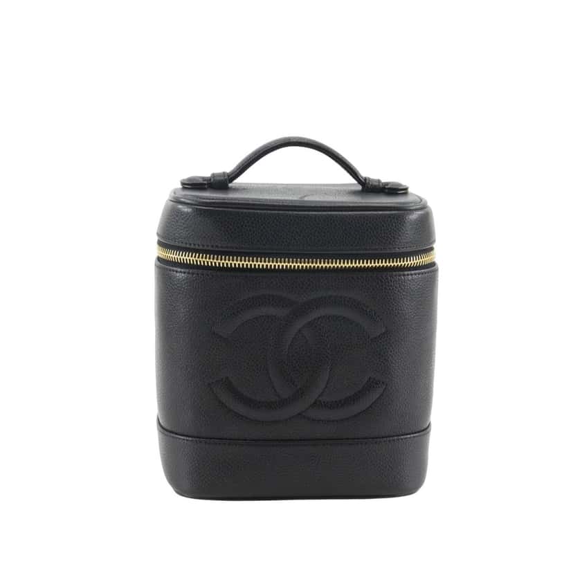 Chanel CC Caviar Vanity Case Black Leather Very good condition - Front View