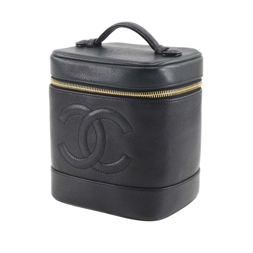 Chanel CC Caviar Vanity Case Black Leather Very good condition - Back View