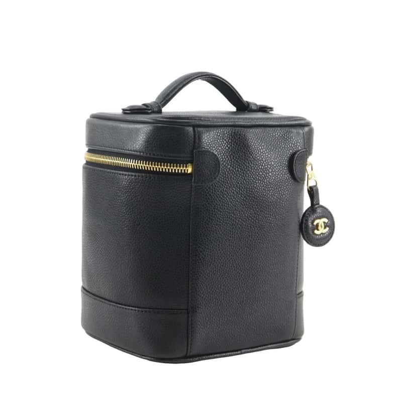 Chanel CC Caviar Vanity Case Black Leather Very good condition - Inside View