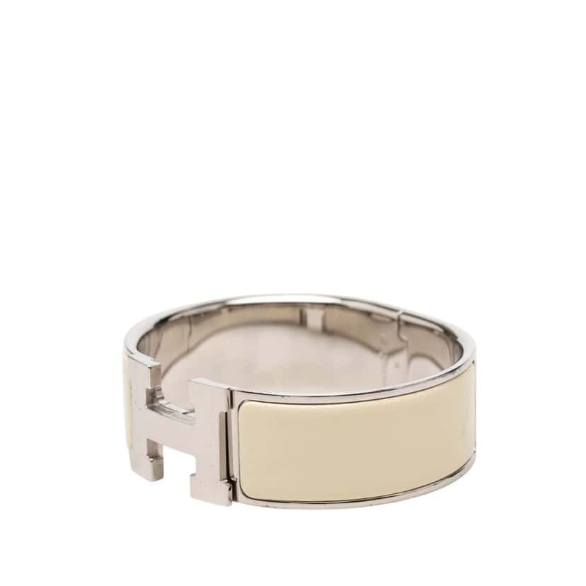Hermès Wide Enamel Clic Clac H Bracelet PM Beige Very good condition - Back View