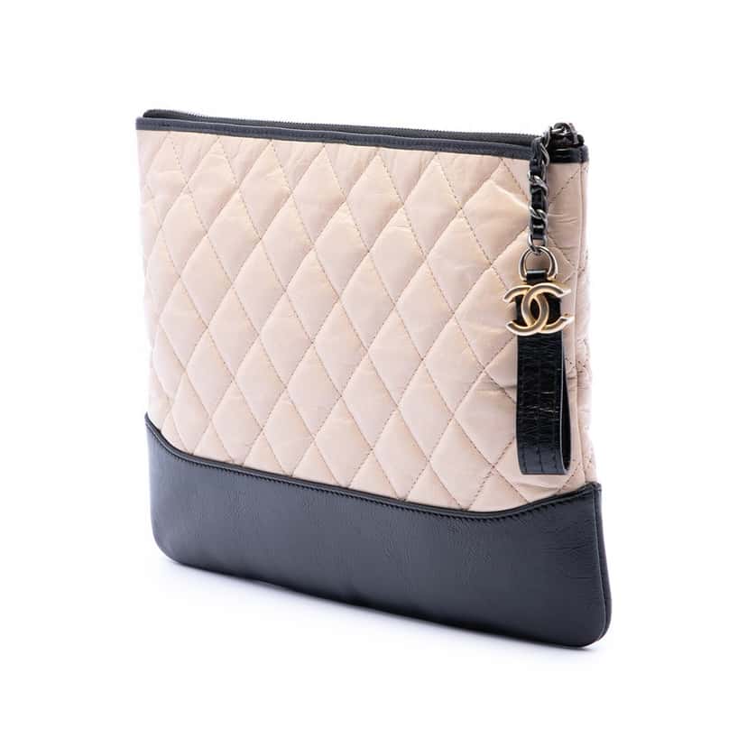 Chanel Medium Aged Calfskin Gabrielle O Case Clutch Brown Leather Very good condition - Back View