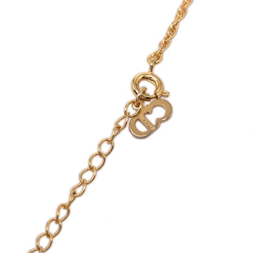 Dior Gold Plated Strass CD Logo Pendant Necklace Gold Metal Very good condition - Model View