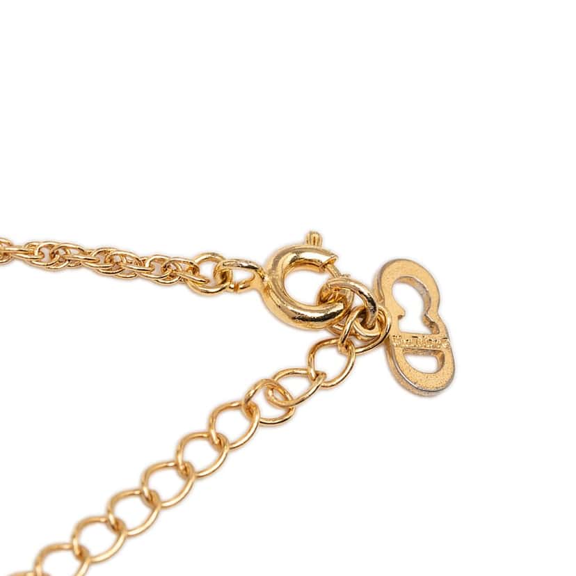 Dior Gold Plated Strass CD Logo Pendant Necklace Gold Metal Very good condition - Box View