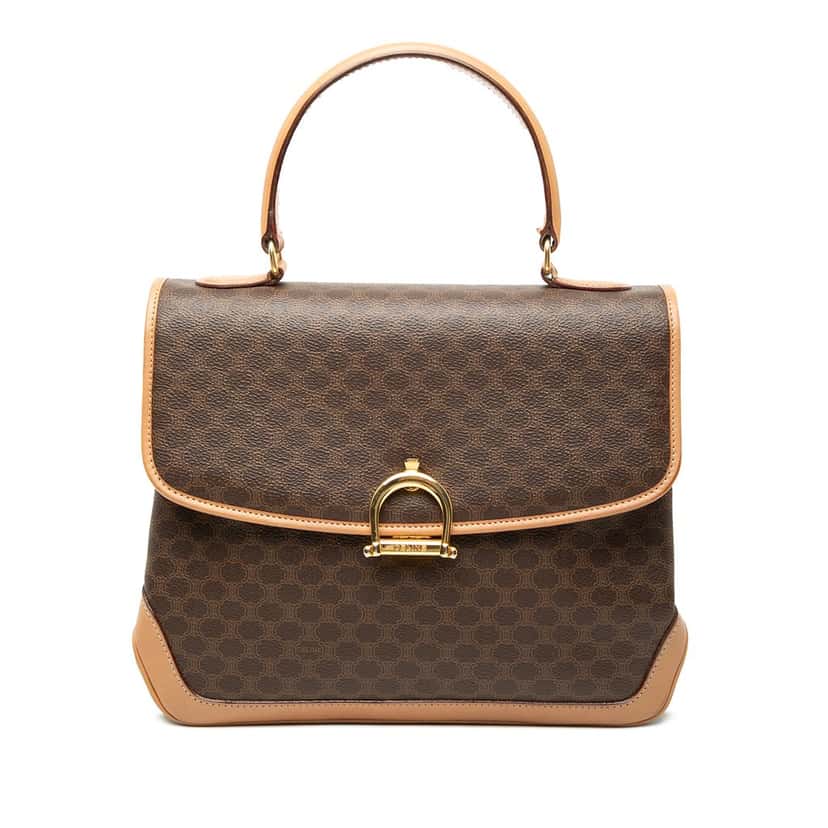 Celine Macadam Coated Canvas Top Handle Bag Brown Very good condition - Front View