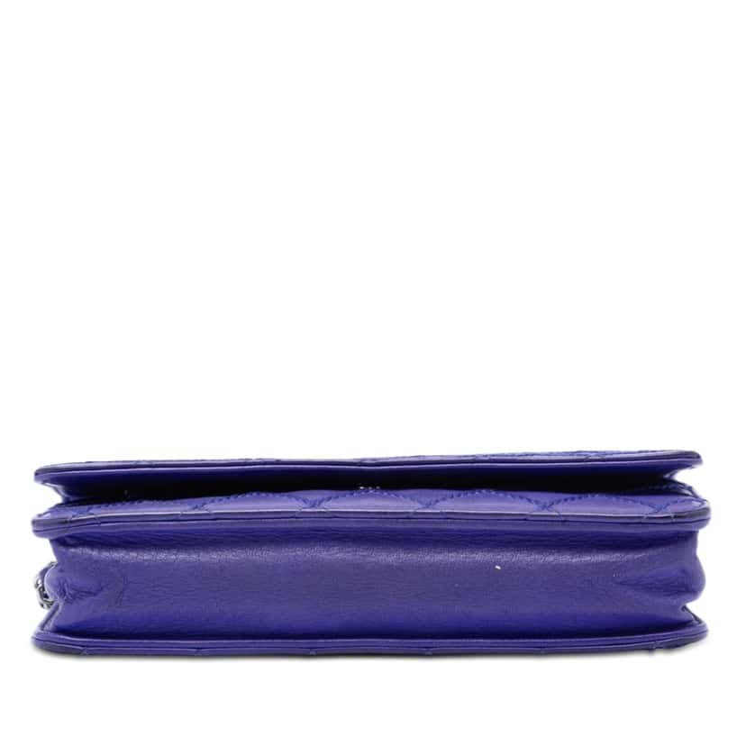 Chanel CC Quilted Calfskin Fancy Wallet On Chain Blue Leather Very good condition - Inside View