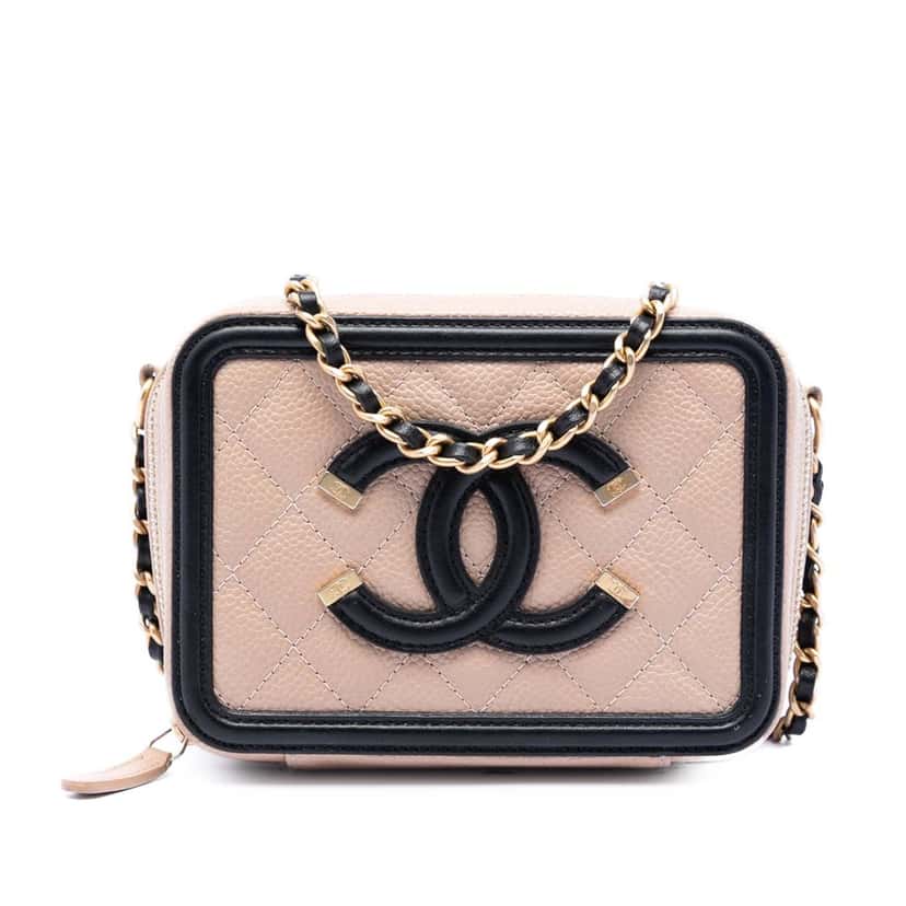 Chanel Mini Caviar CC Filigree Crossbody Pink Leather Very good condition - Front View