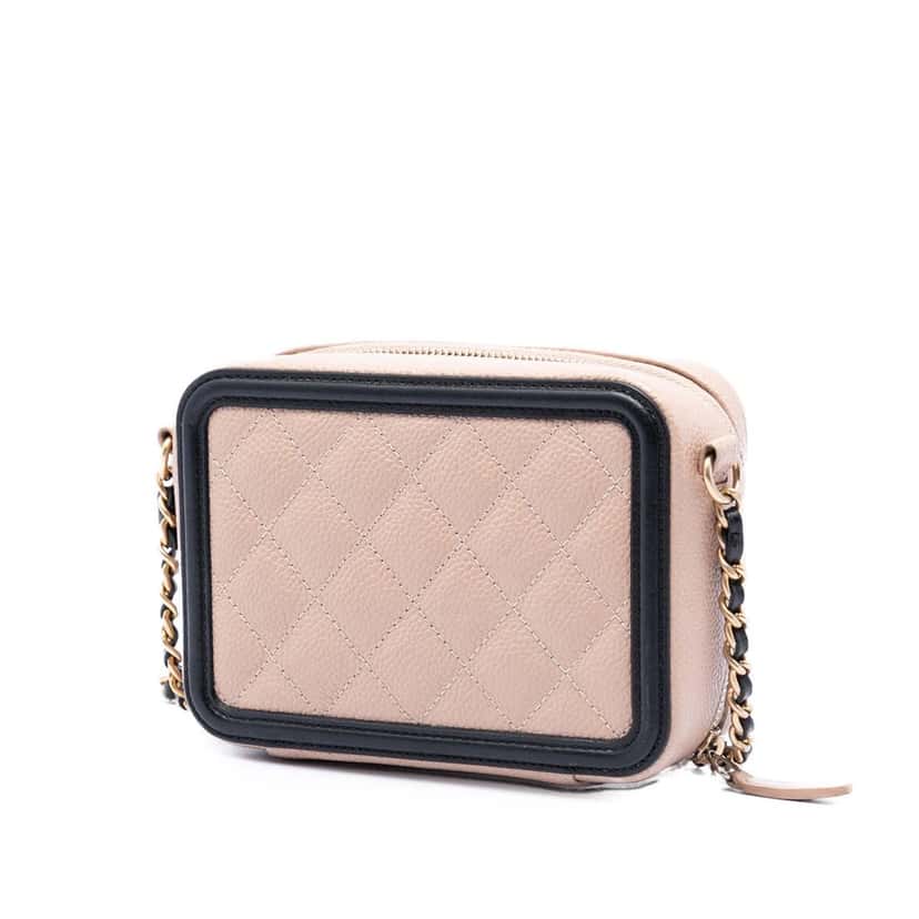 Chanel Mini Caviar CC Filigree Crossbody Pink Leather Very good condition - Back View