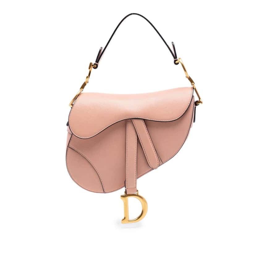 Dior Mini Goatskin Saddle Bag Pink Leather Very good condition - Front View
