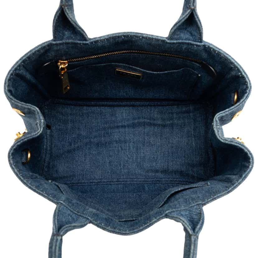 Prada Small Denim Canapa Logo Satchel Blue Very good condition - Model View