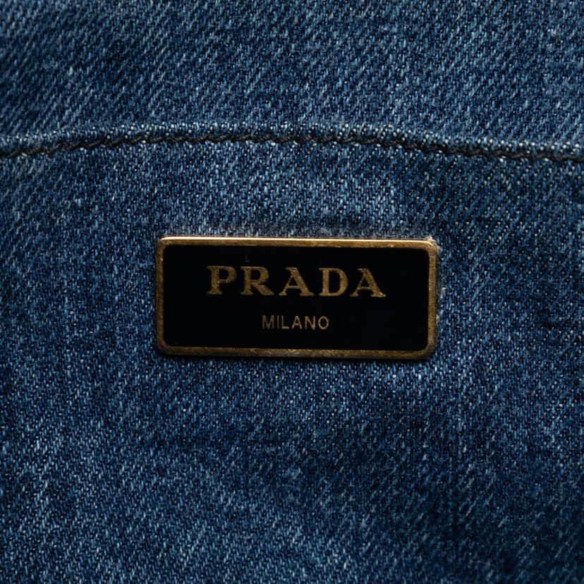 Prada Small Denim Canapa Logo Satchel Blue Very good condition - Box View