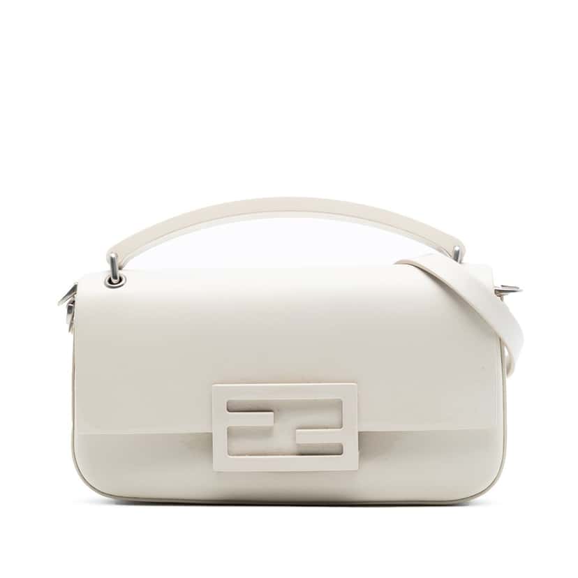 Fendi Calfskin Baguette Phone Pouch Satchel White Leather Very good condition - Front View