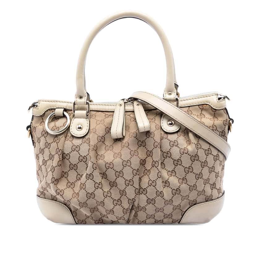 Gucci GG Canvas Sukey Satchel Beige Very good condition - Front View