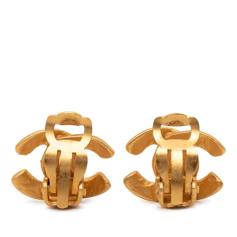 Chanel CC Gold Plated Clip On Earrings Gold Metal Very good condition - Back View