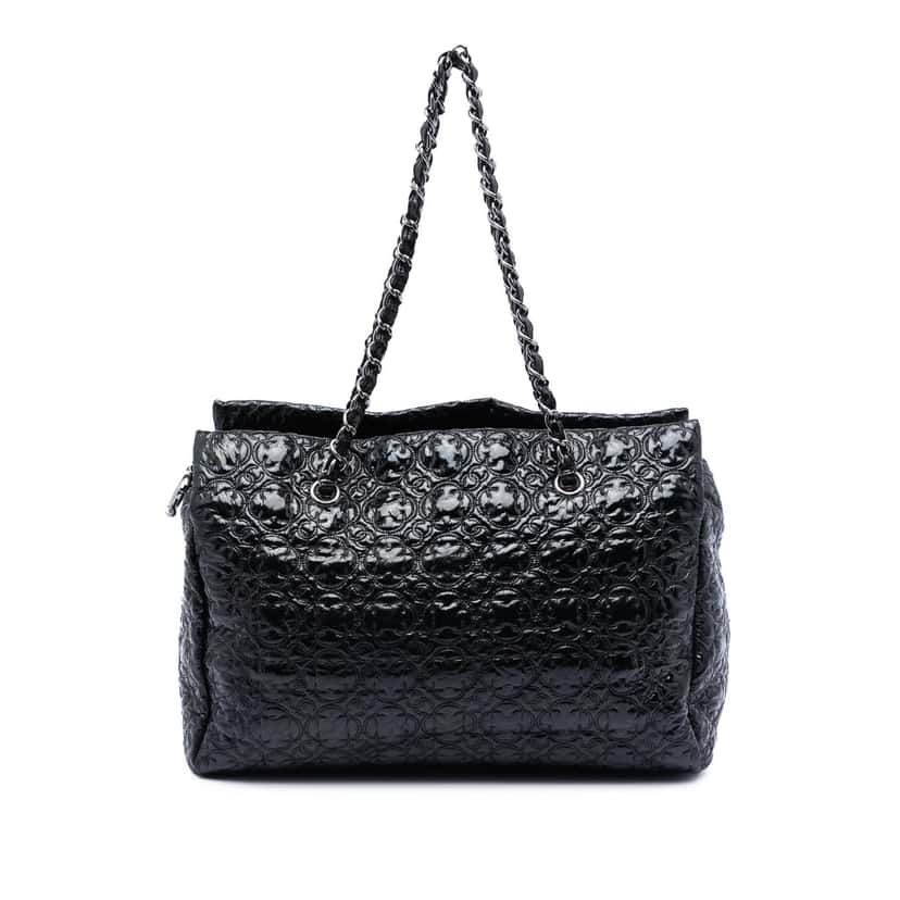 Chanel Quilted Vinyl Rock in Moscow Tote Black Plastic Very good condition - Front View