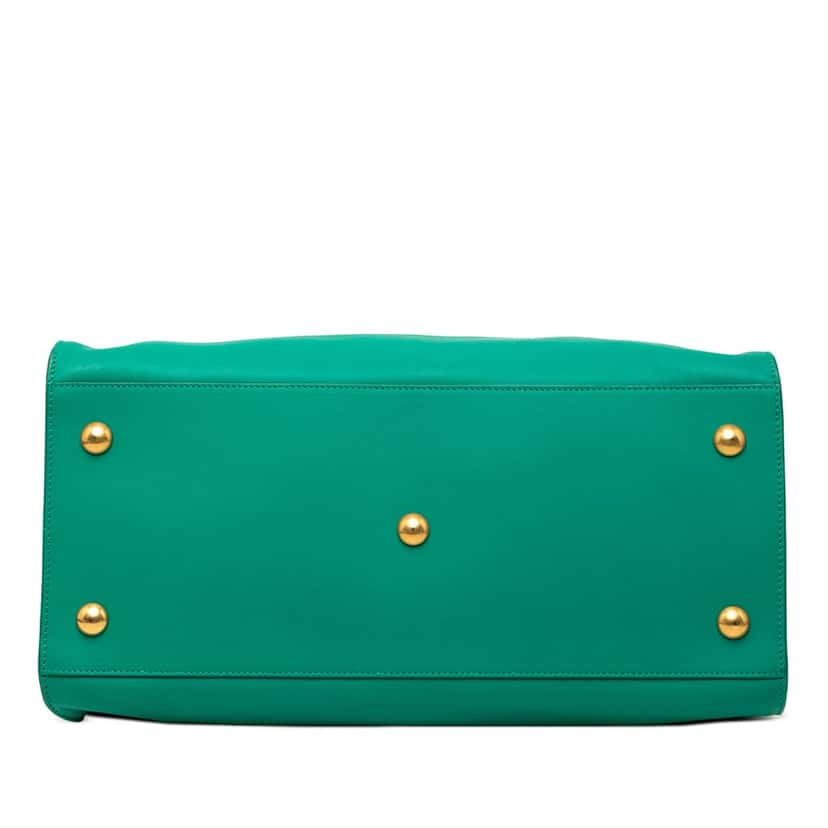 Saint Laurent Medium Calfskin Cabas Chyc Satchel Green Leather Very good condition - Inside View
