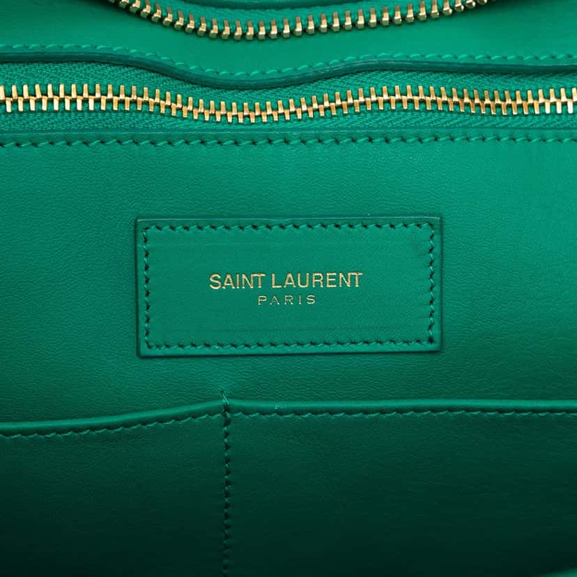 Saint Laurent Medium Calfskin Cabas Chyc Satchel Green Leather Very good condition - Box View