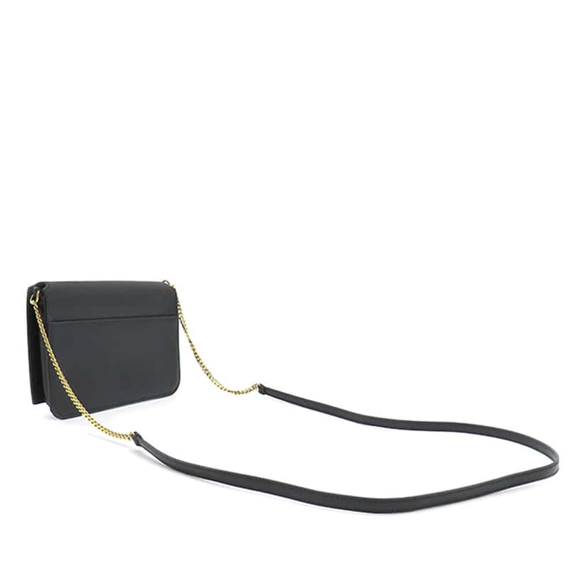 Saint Laurent Smooth Calfskin Monogram Cassandre Phone Holder Black Leather Very good condition - Back View