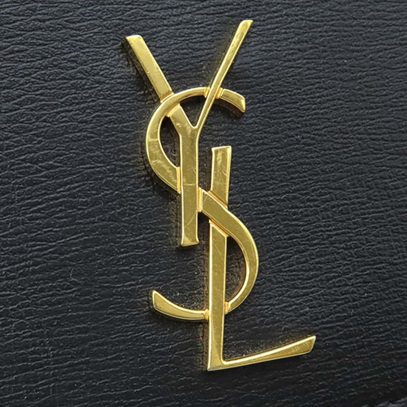 Saint Laurent Smooth Calfskin Monogram Cassandre Phone Holder Black Leather Very good condition - Box View