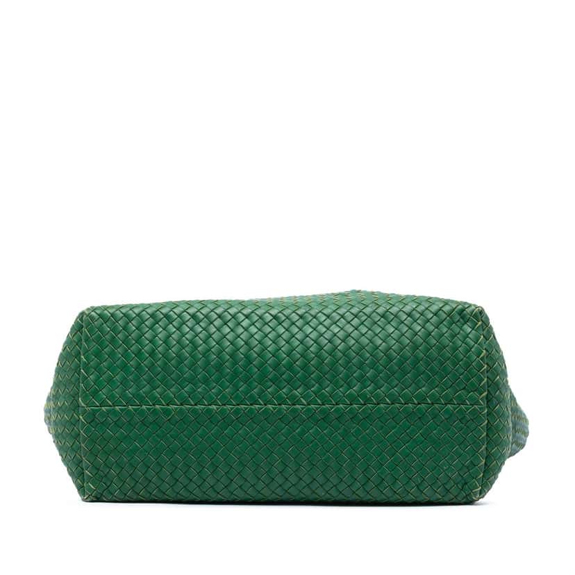 Bottega Veneta Limited Edition Large Lambskin Intreccio Cabat Tote Green Leather Very good condition - Inside View