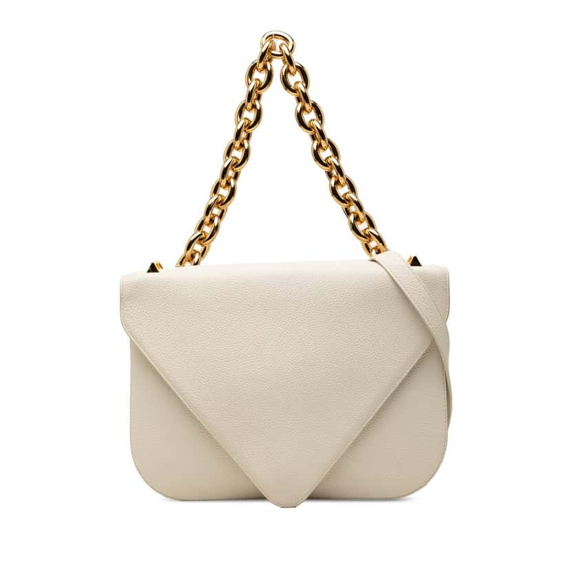 Bottega Veneta Medium Leather Mount Envelope Chain Bag White Leather Very good condition - Front View