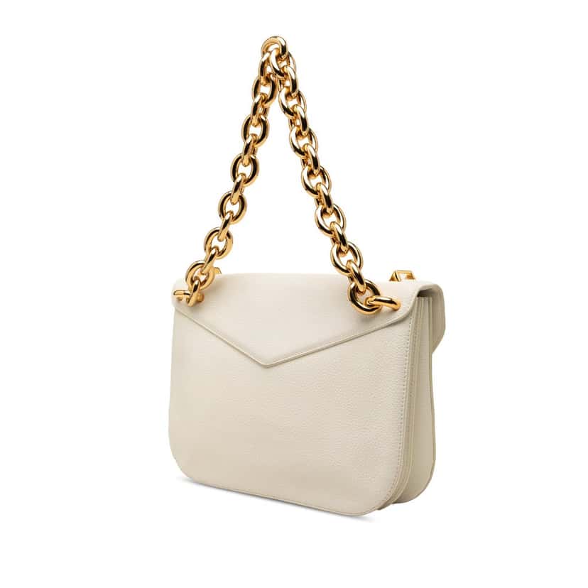 Bottega Veneta Medium Leather Mount Envelope Chain Bag White Leather Very good condition - Back View