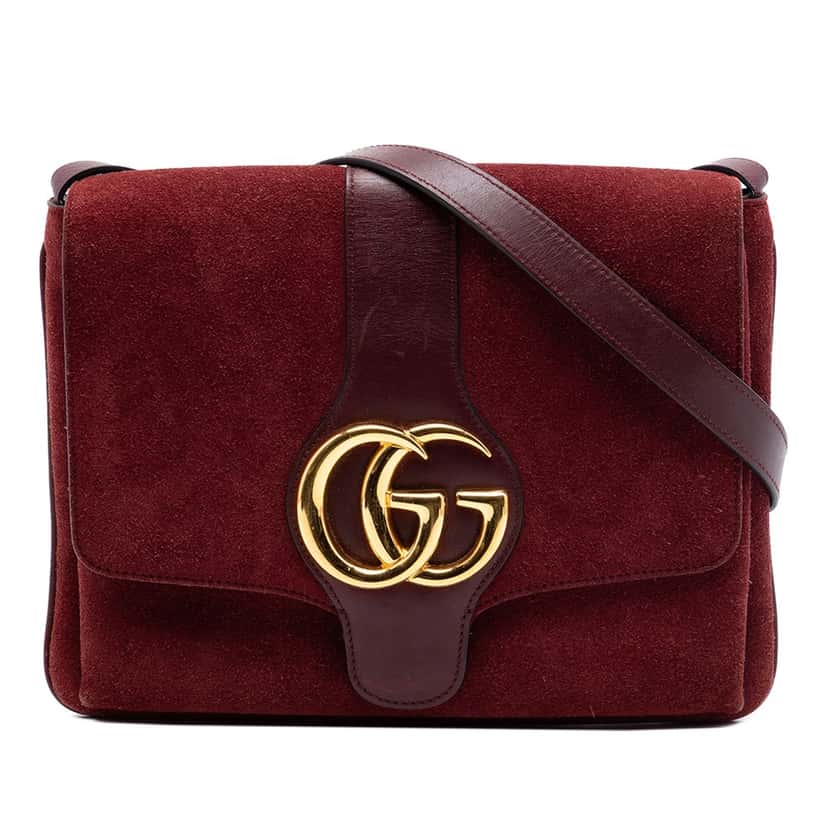 Gucci Medium Suede Arli Crossbody Red Leather Very good condition - Front View