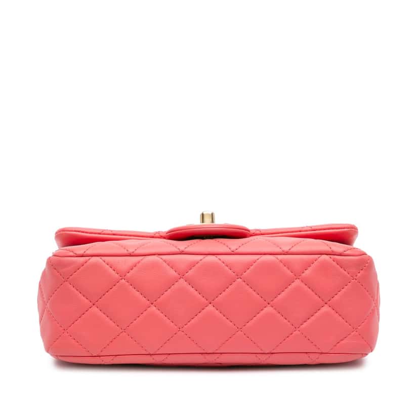 Chanel Mini Rectangular Classic Lambskin Pearl Crush Single Flap Pink Leather Very good condition - Inside View
