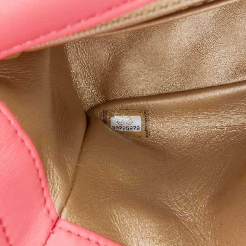 Chanel Mini Rectangular Classic Lambskin Pearl Crush Single Flap Pink Leather Very good condition - Box View