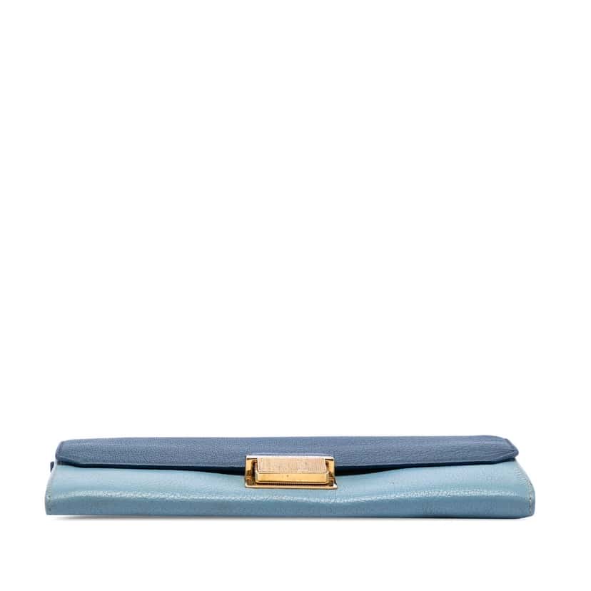 Miu Miu Bicolor Goatskin Madras Wallet on Chain Blue Leather Very good condition - Inside View