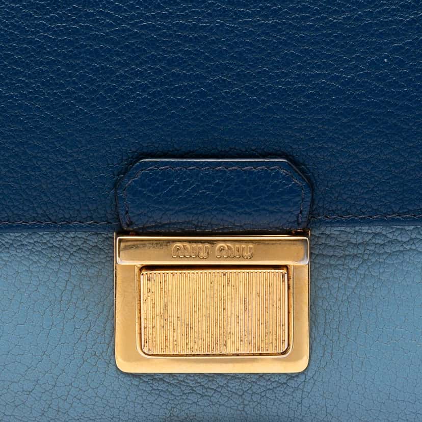 Miu Miu Bicolor Goatskin Madras Wallet on Chain Blue Leather Very good condition - Box View