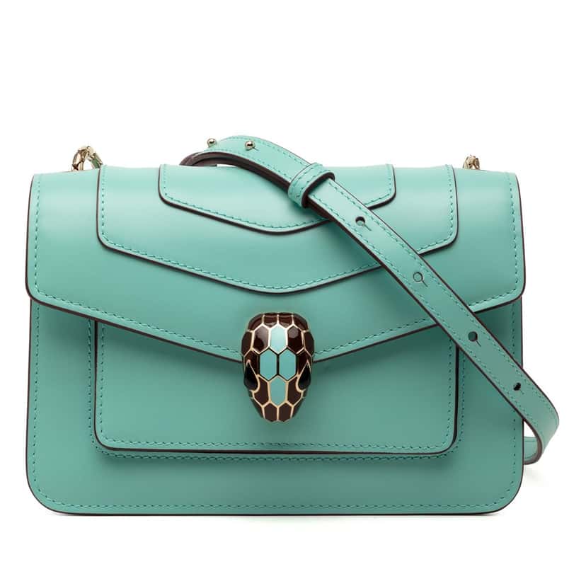 Bvlgari Leather Serpenti Forever Crossbody Blue Leather Very good condition - Front View