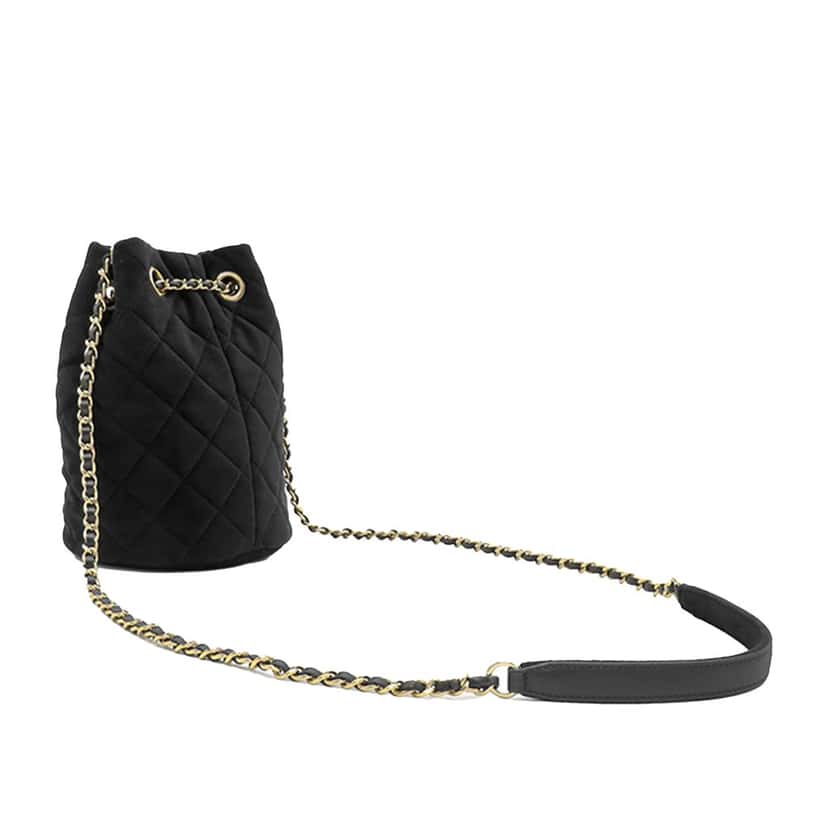 Chanel Quilted Velvet Crystal Pearl Crush Bucket Bag Black Very good condition - Back View