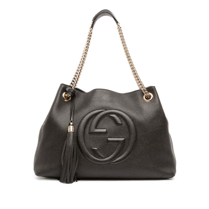Gucci Medium Calfskin Soho Chain Tote Black Leather Good condition - Front View