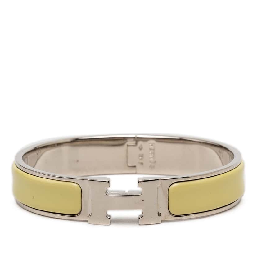 Hermès Narrow Enamel Clic H Bracelet PM Yellow Very good condition - Front View