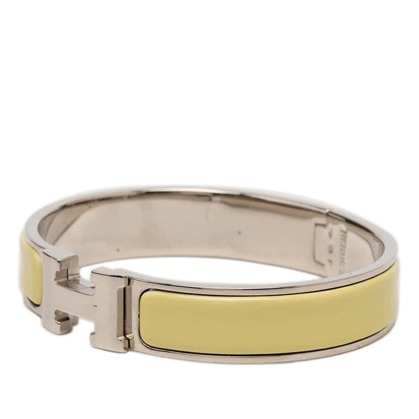 Hermès Narrow Enamel Clic H Bracelet PM Yellow Very good condition - Back View